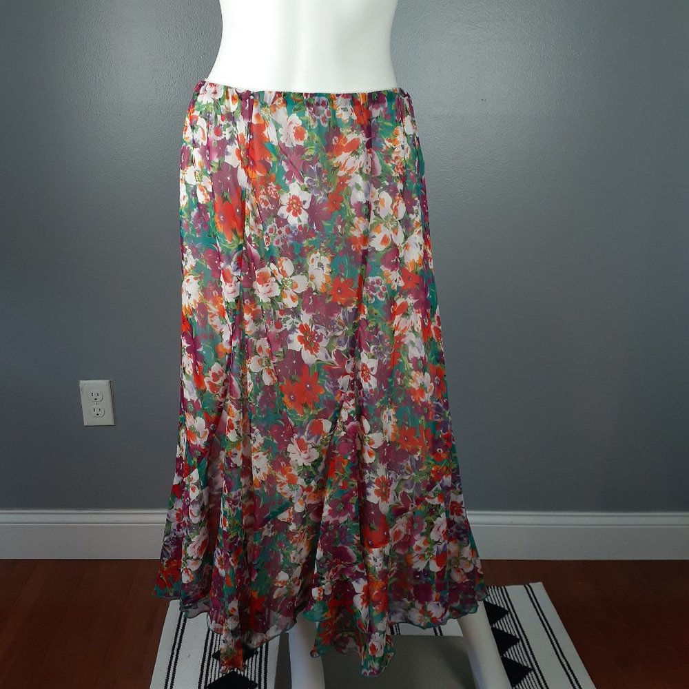 Notations Floral Print Lined Skirt